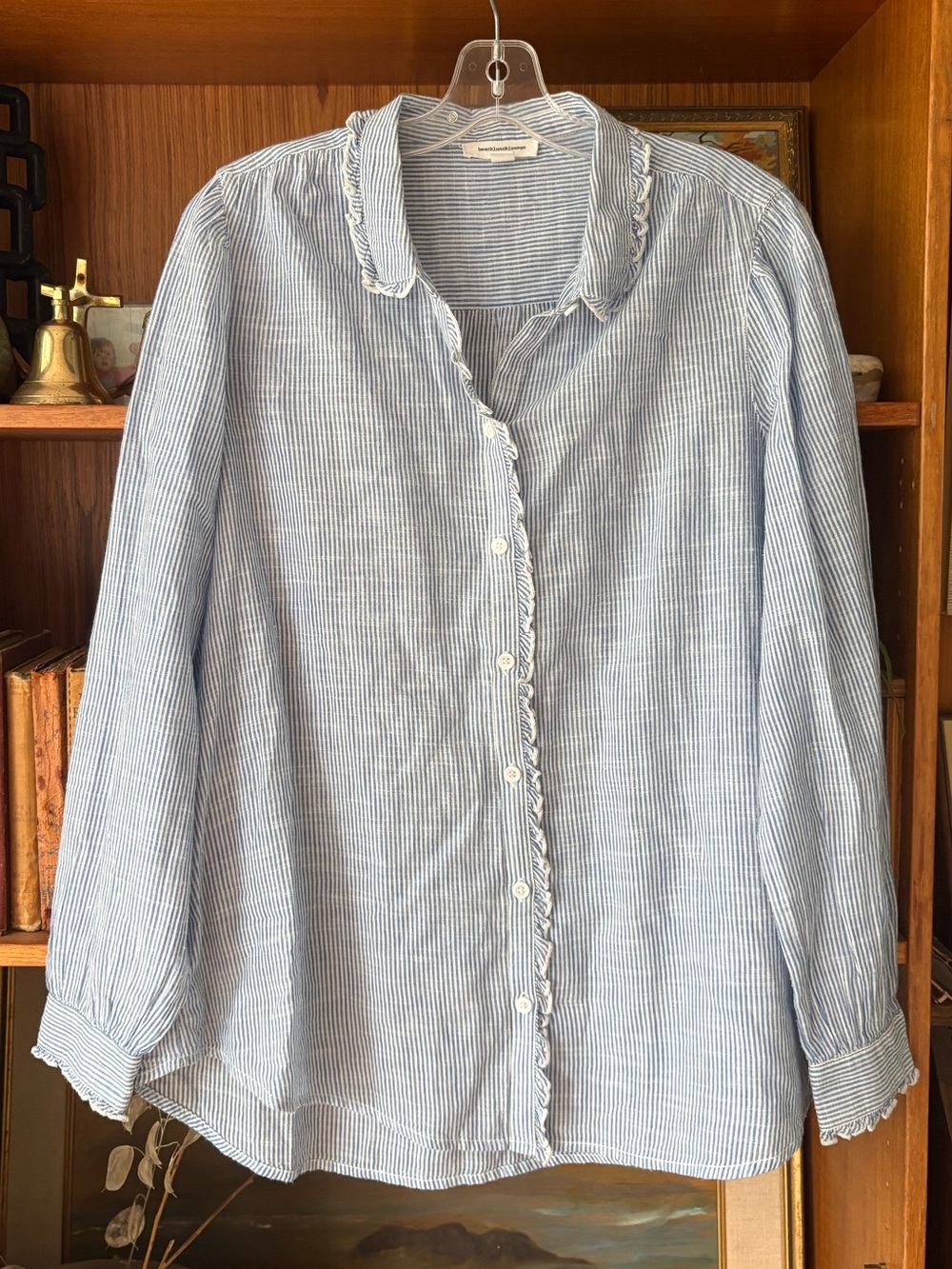 Beach Lunch Lounge Seersucker Button down 100% Cotton L